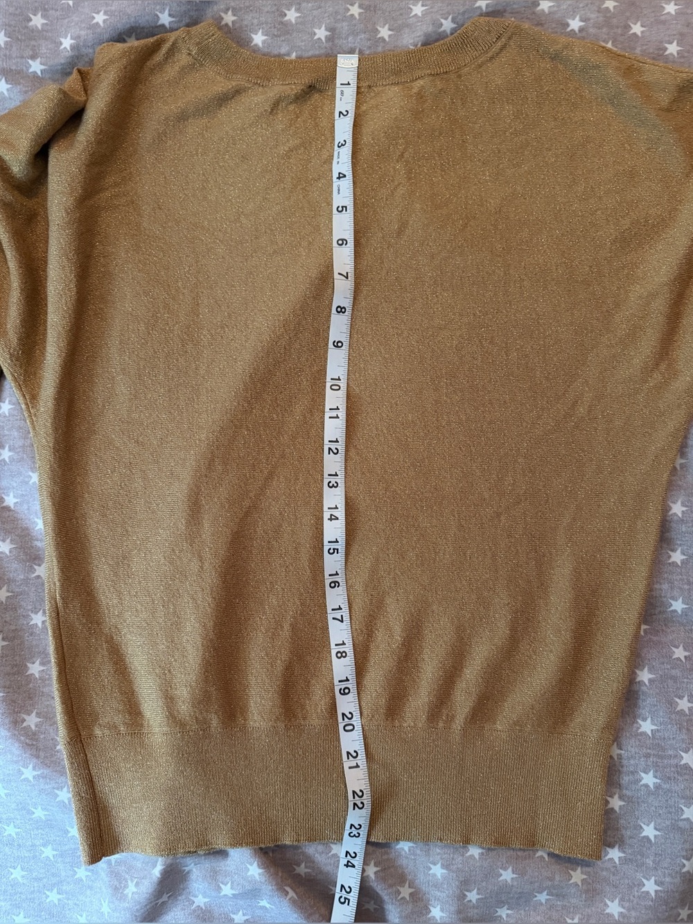 INC long sleeve gold metallic Crewneck top / size M - Picture 7 of 8